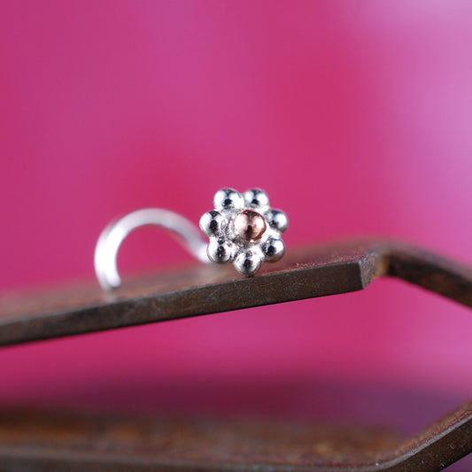 Daisy Nose Stud with Rose Gold Center