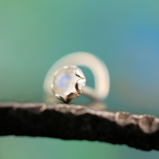 rainbow moonstone gemstone in sterling silver nose stud