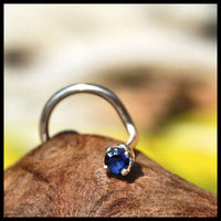 nickel-free sterling silver nose jewelry with dainty sapphire gemstone