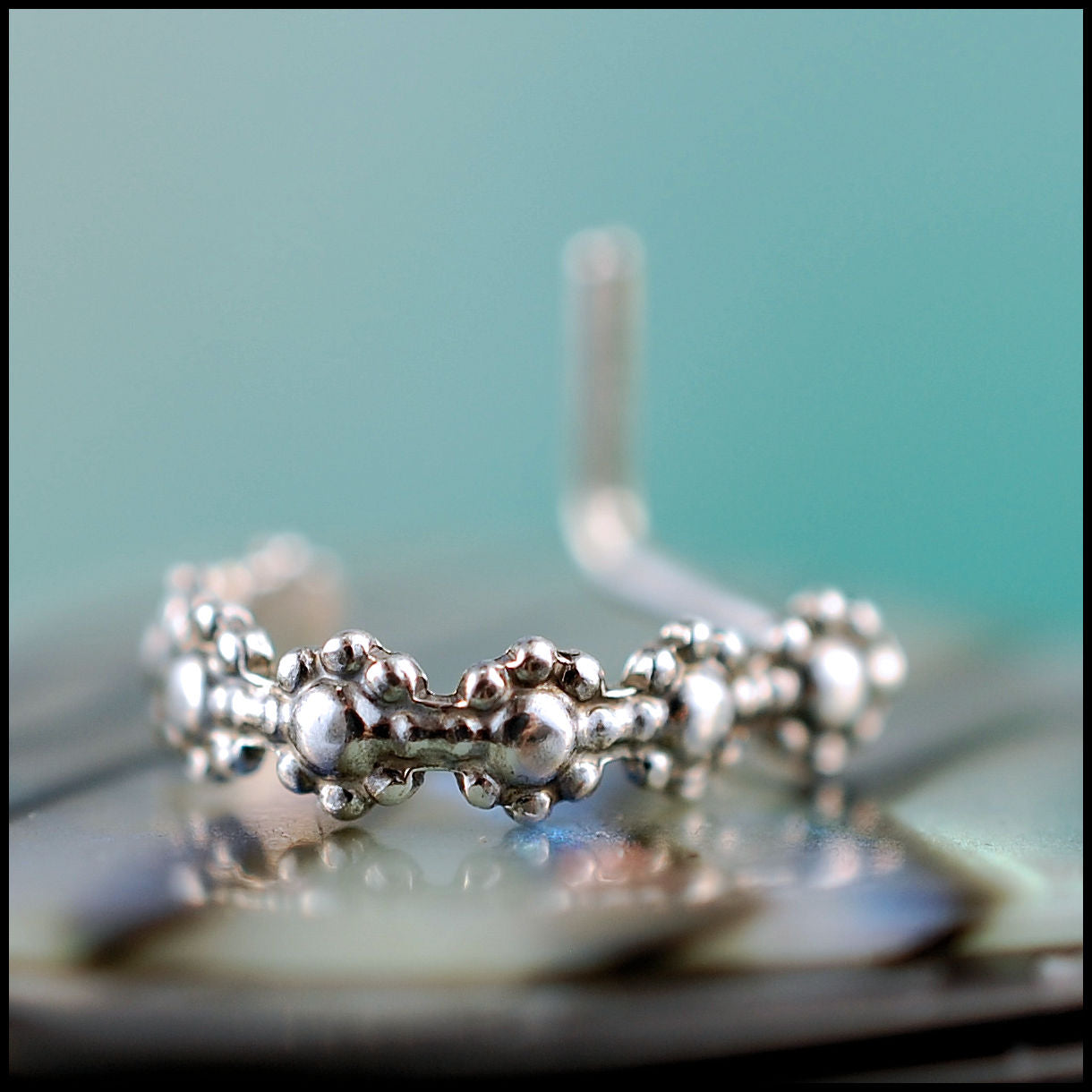 silver filigree nose hoop in nickel-free sterling silver