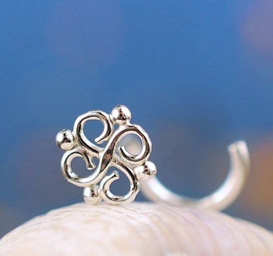 sterling silver filigree nose stud
