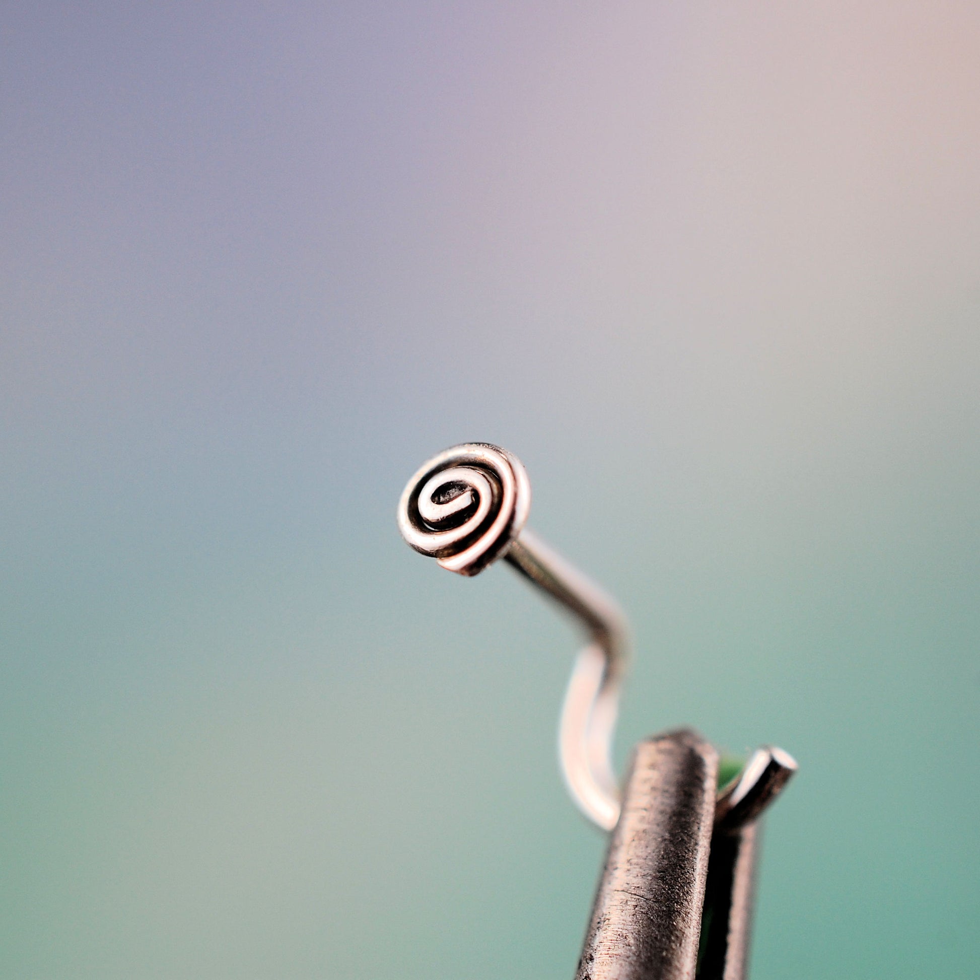 dainty spiral nose jewelry in silver