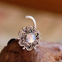 bold snowflake nose stud in sterling silver