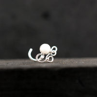 sterling silver nose jewelry with pearl