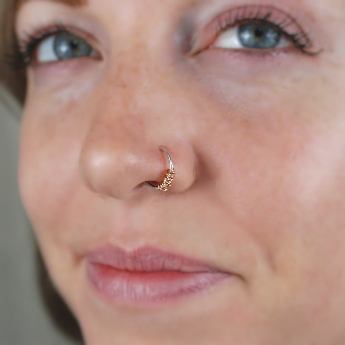 Tangled Rose Gold on Silver Septum or Nose Ring