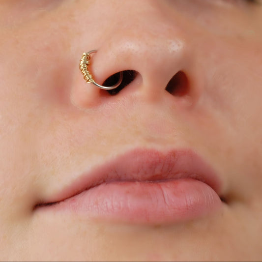 14 karat gold and sterling silver nose ring