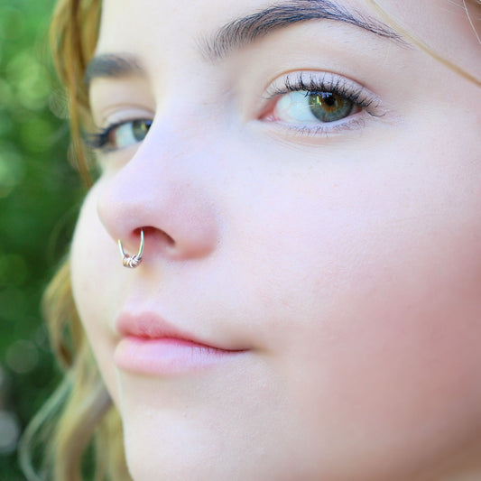 14 karat rose gold wrapped sterling silver septum hoop