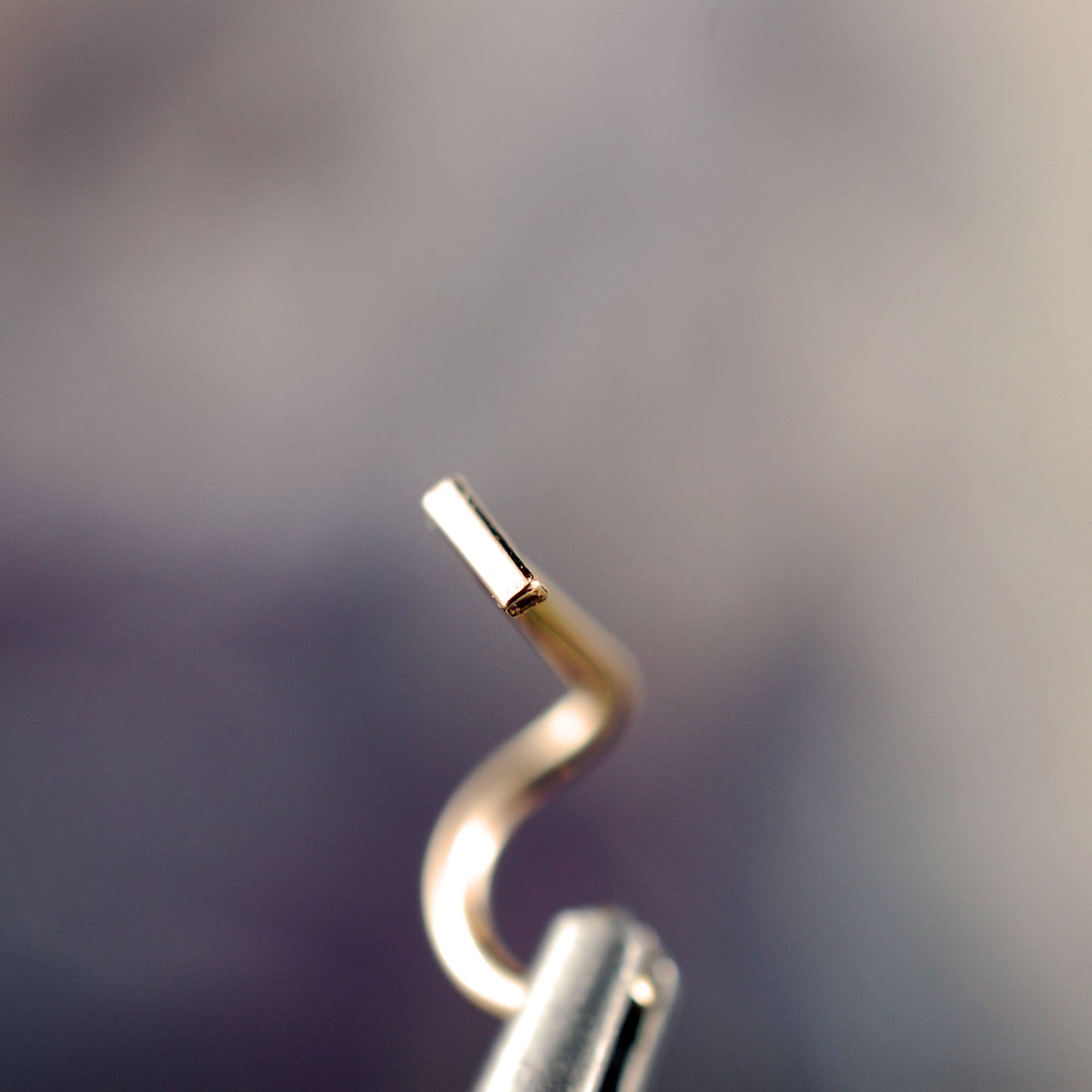 Gold Straight Bar Minimal Nose Stud