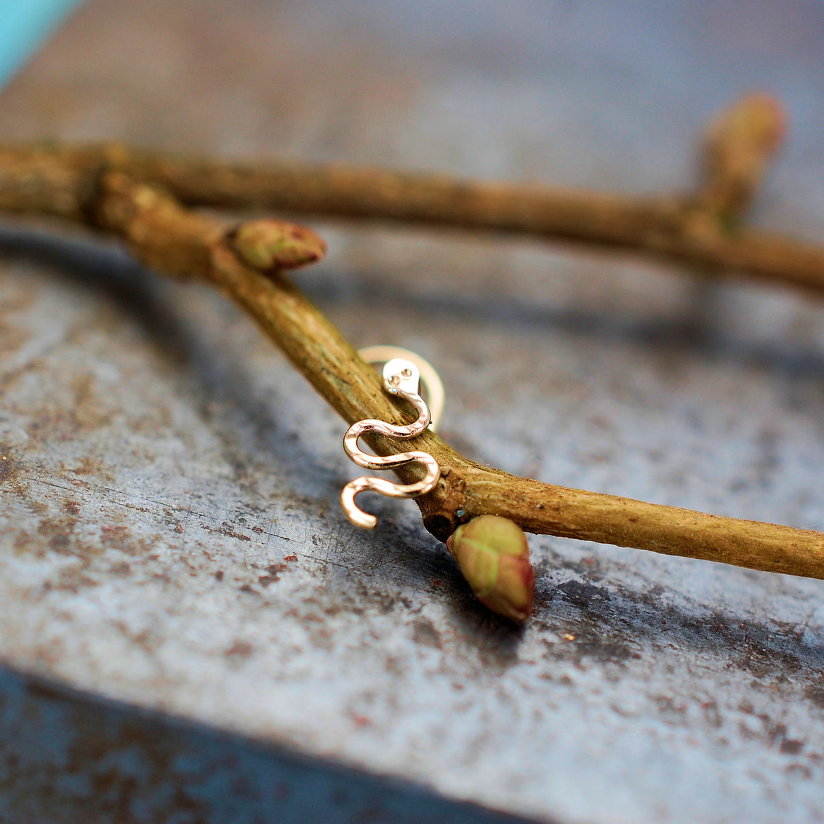 Gold Snake Nose Stud in 14 Karat Solid Yellow Gold