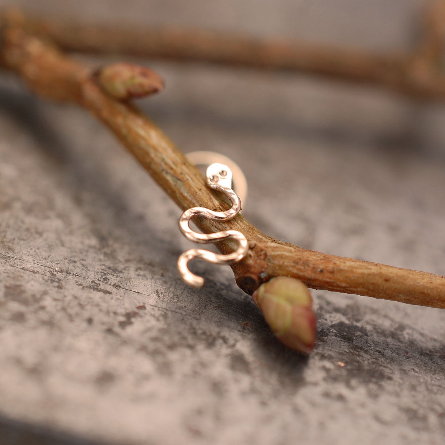 Gold Snake Nose Stud in 14 Karat Solid Yellow Gold