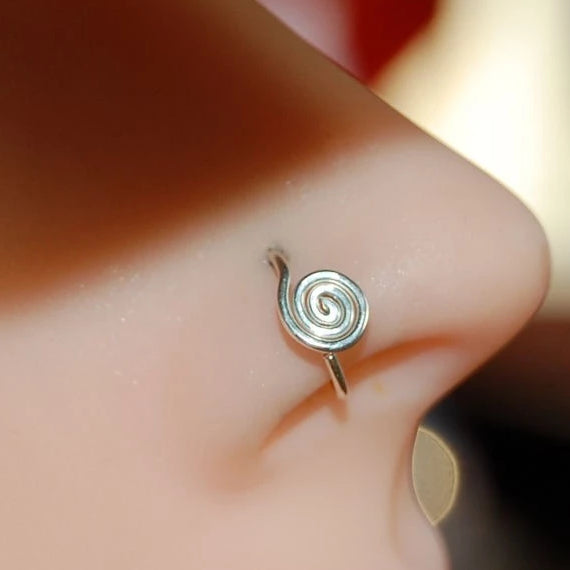 sterling silver large spiral nose ring
