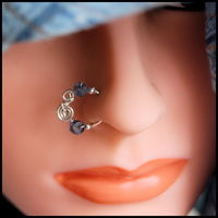 unique nose jewelry - silver nose ring with iolite