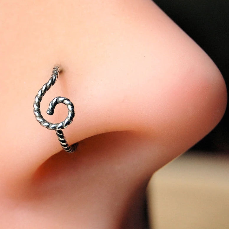 dainty nose ring in sterling silver