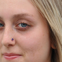 sterling silver and amethyst nose stud