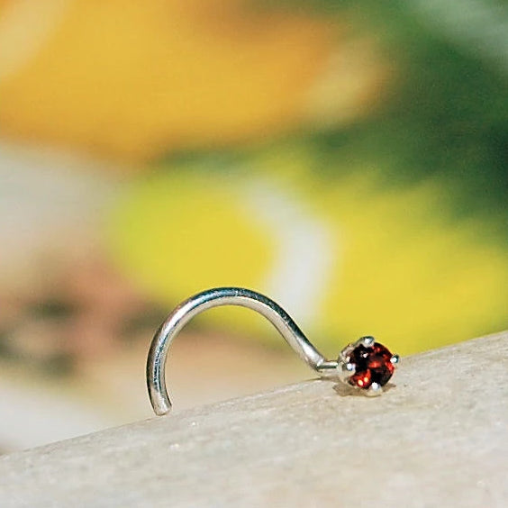 tiny gemstone nose stud sterling silver