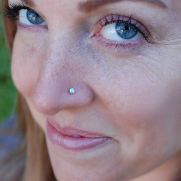 3mm Opal Nose Stud Sterling Silver Nose Stud Unique Nose