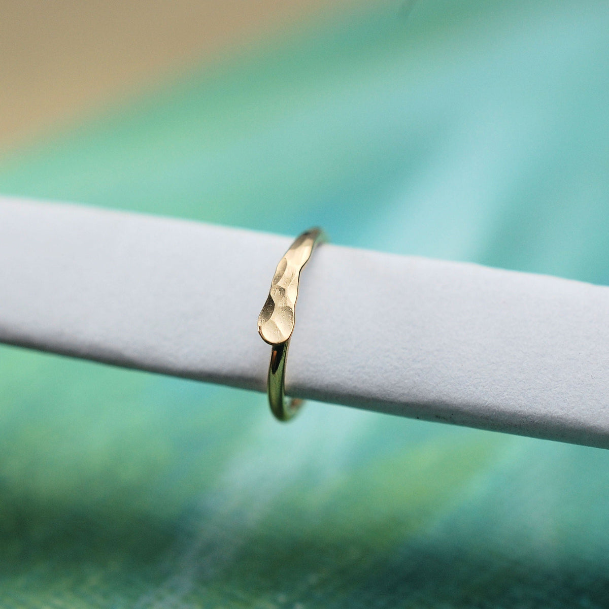 yellow gold hammered nose ring