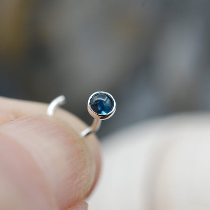 3mm london blue gemstone nose stud