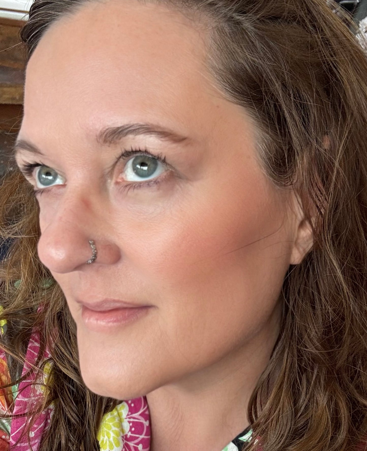 Sterling silver patterned cuff, handcrafted nose ring. Flower style nose ring.