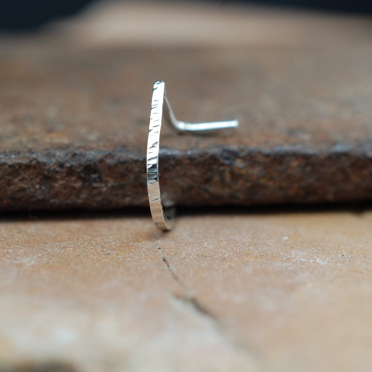 silver nose ring textured
