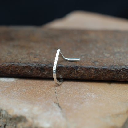 silver nose ring hoop textured 