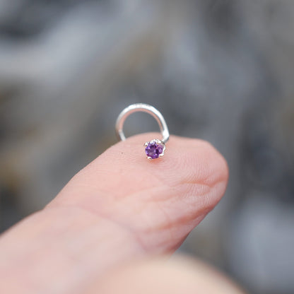 2mm amethyst nose stud
