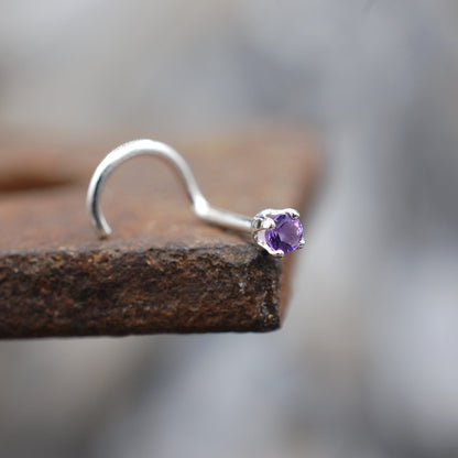 2mm Amethyst Nose Stud