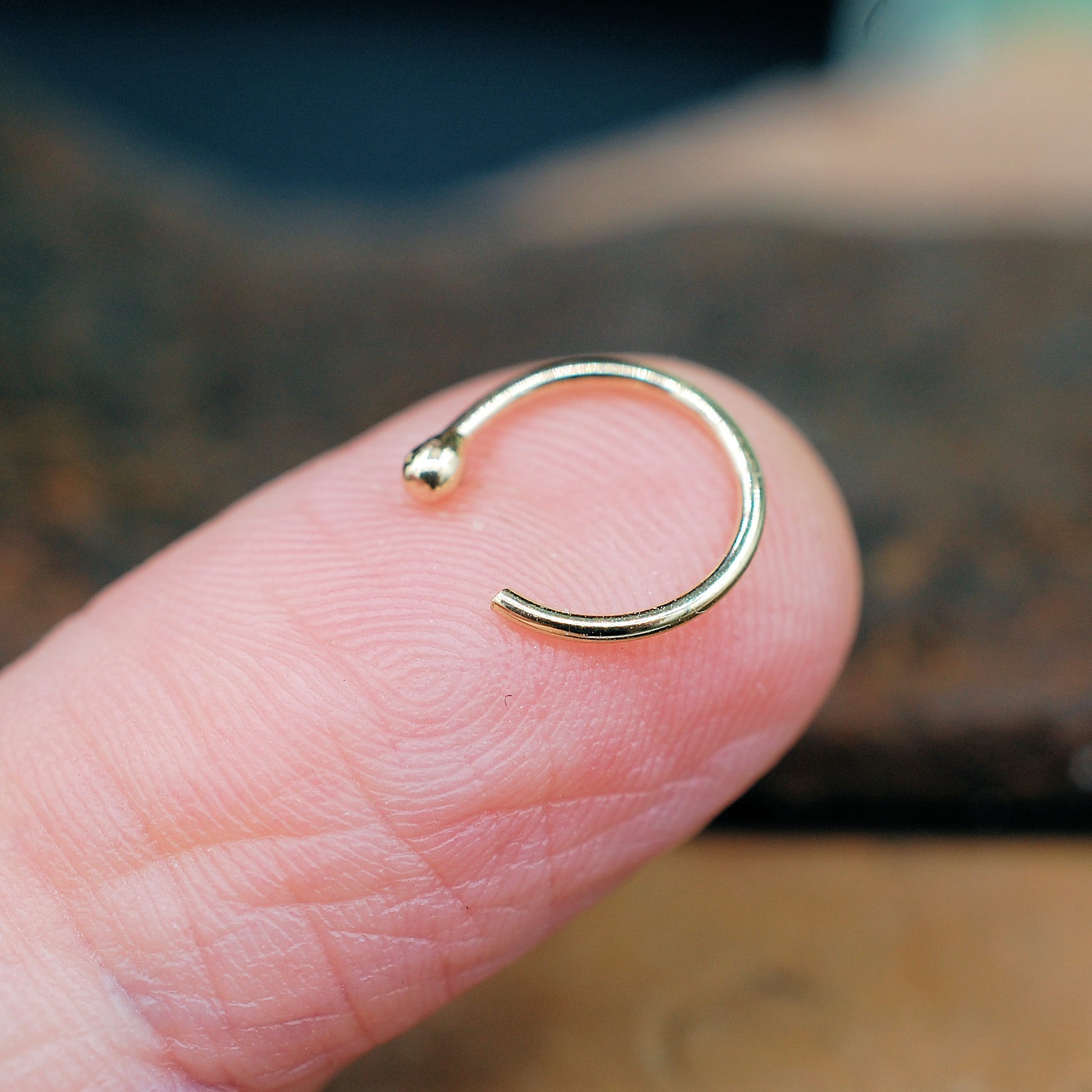 open nose ring with bud