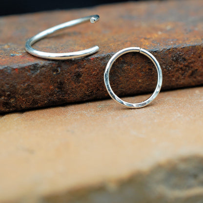 silver nose rings hammered and sleek