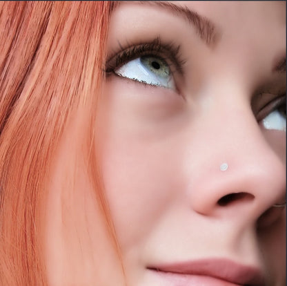 Silver spot handcrafted nose stud in sterling silver
