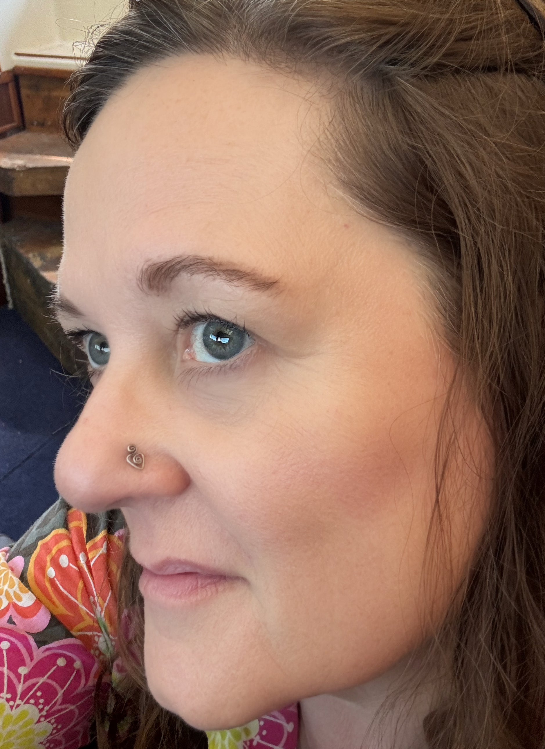 Handcrafted nose, stud in sterling silver created to look like a goddess