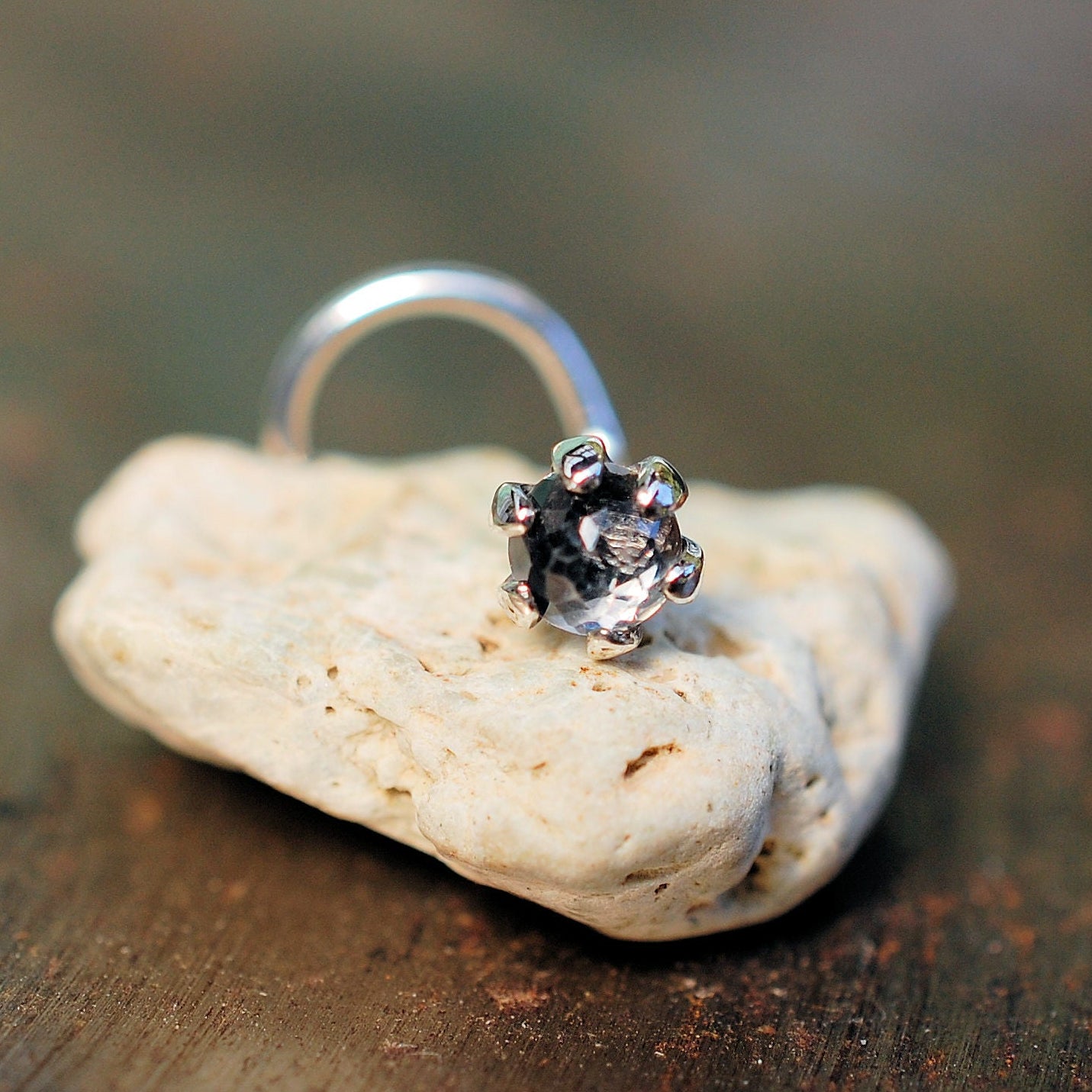 topaz and silver nose stud
