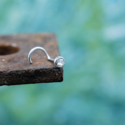 Moissanite in Silver 3mm Nose Stud