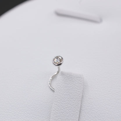 Moissanite in Silver 3mm Nose Stud