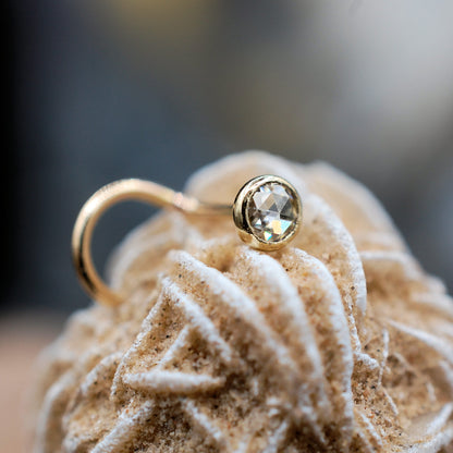 gold nose stud with 3mm moissanite cabochon