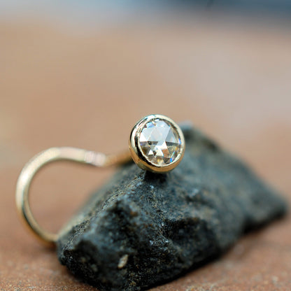 moissanite and gold nose stud