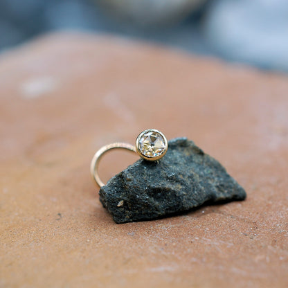 gold nose stud with moissanite