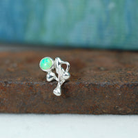 silver opal nose stud