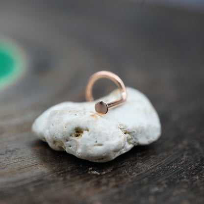2mm rose gold dotted nose stud