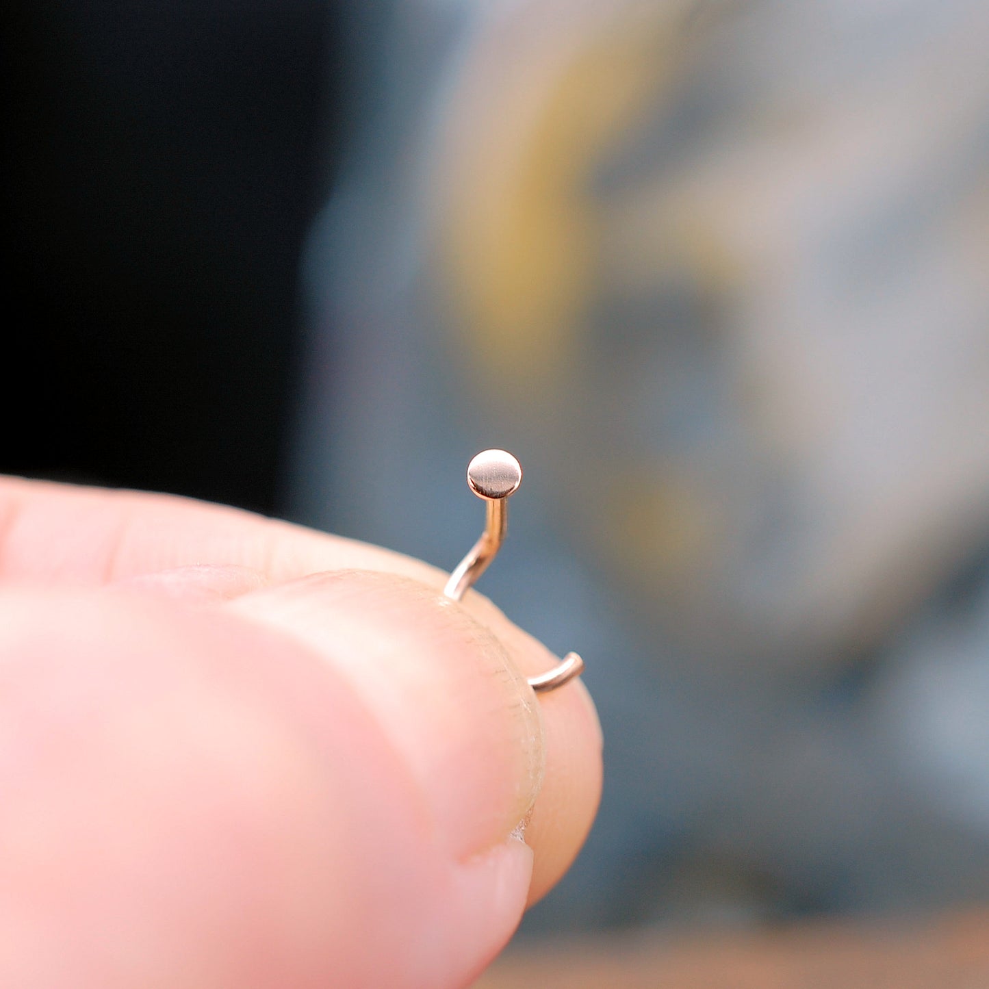 tiny rose gold spot nose stud