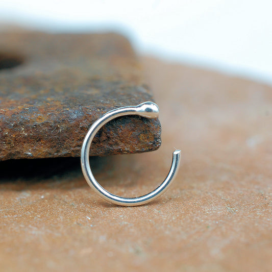 budded silver open nose ring
