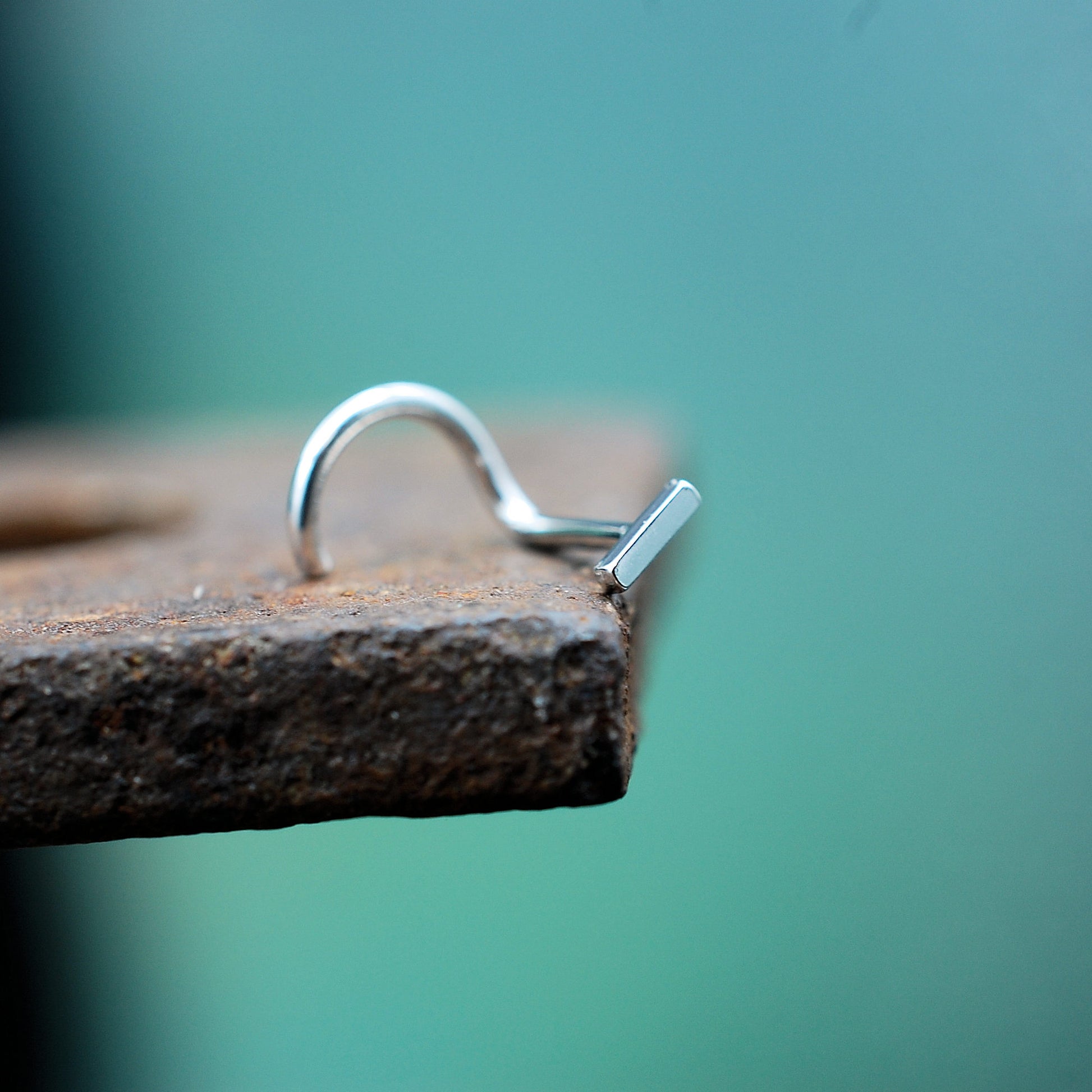 sterling silver straight bar nose stud