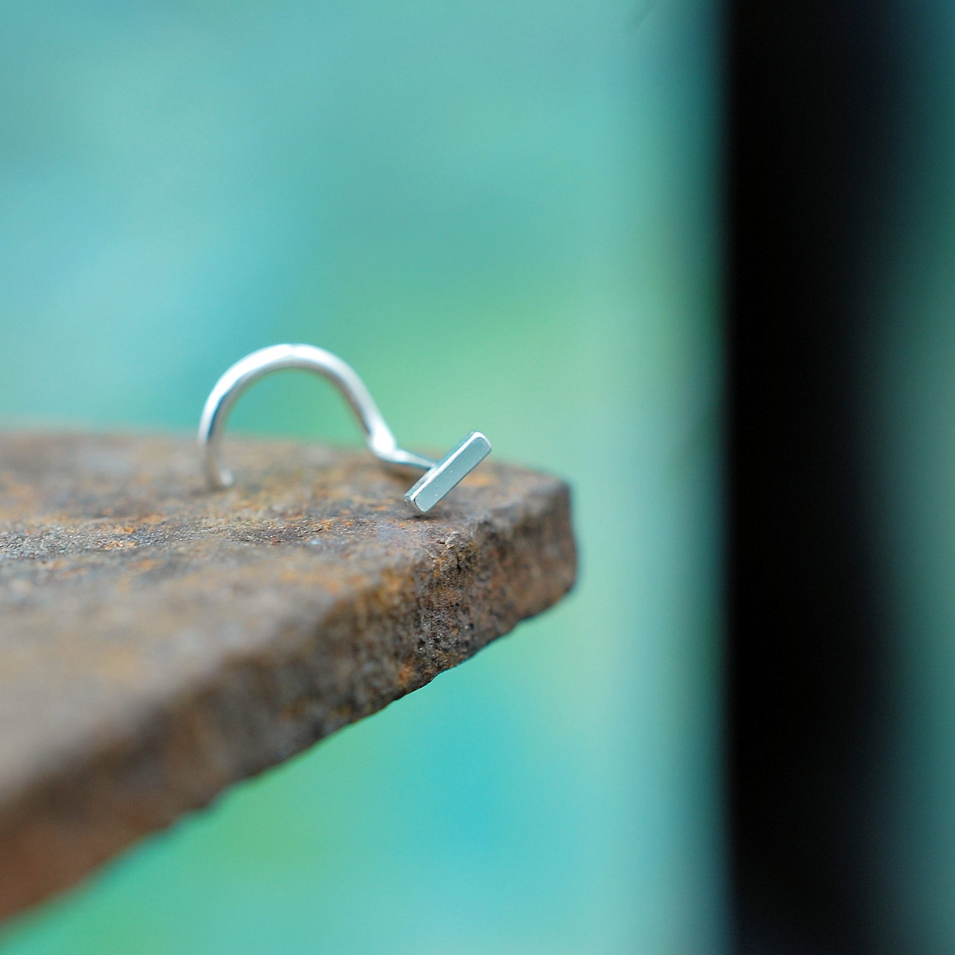 sterling silver straight bar nose stud