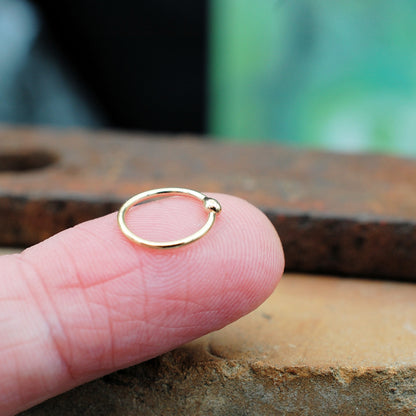 gold nose ring hoop with little budded ball