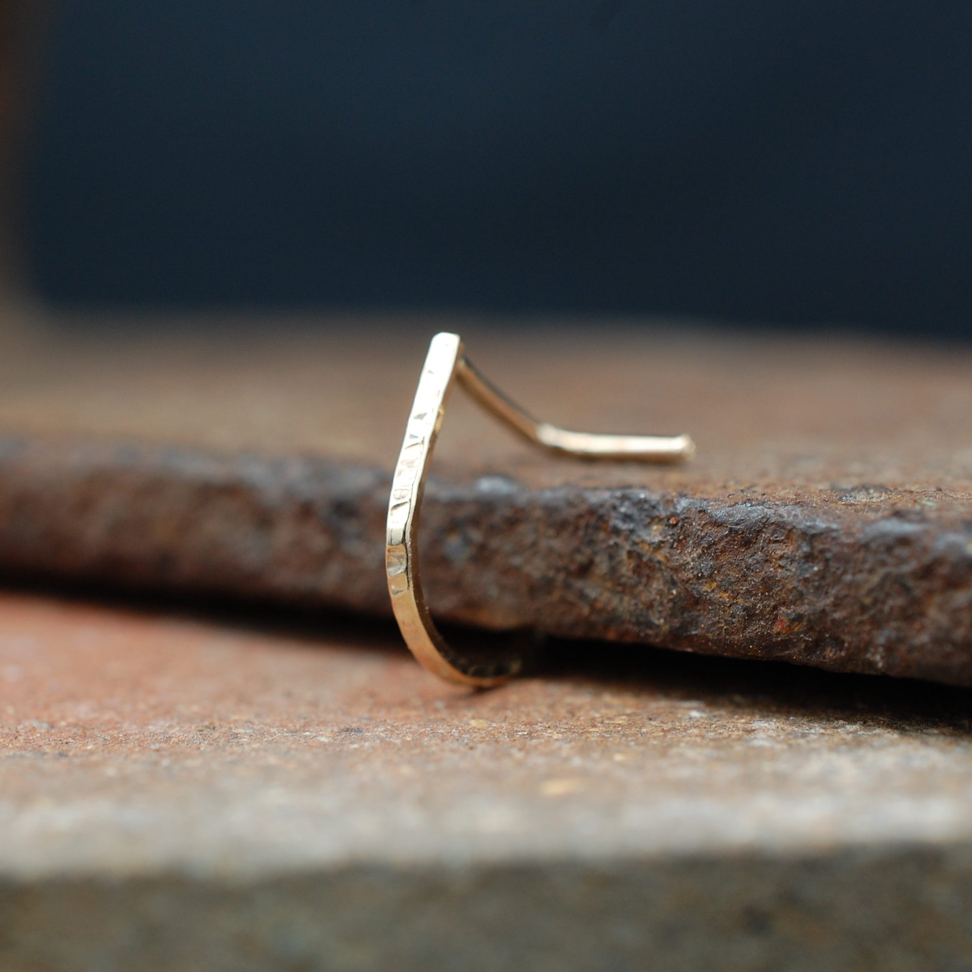 textured gold nose ring cuff hoop
