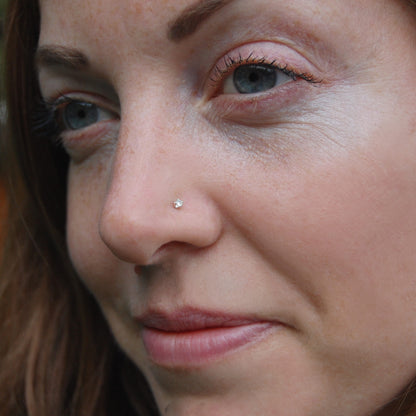 tiny 2mm rainbow moonstone nose stud