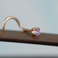 rainbow moonstone gold nose stud