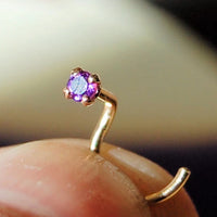 amethyst and gold nose ring