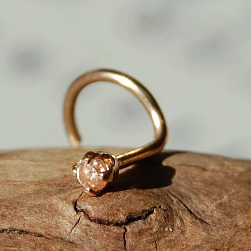 2mm dainty champagne diamond nose screw
