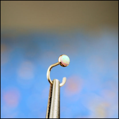opal nose jewelry in 14k yellow gold